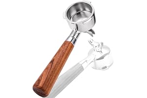 TAIBEST 51mm Portafilter for CASABREWS 3700/CM5418, Dual Spout Espresso Handle with Siam Rosewood Grip & 304 Stainless Steel Basket