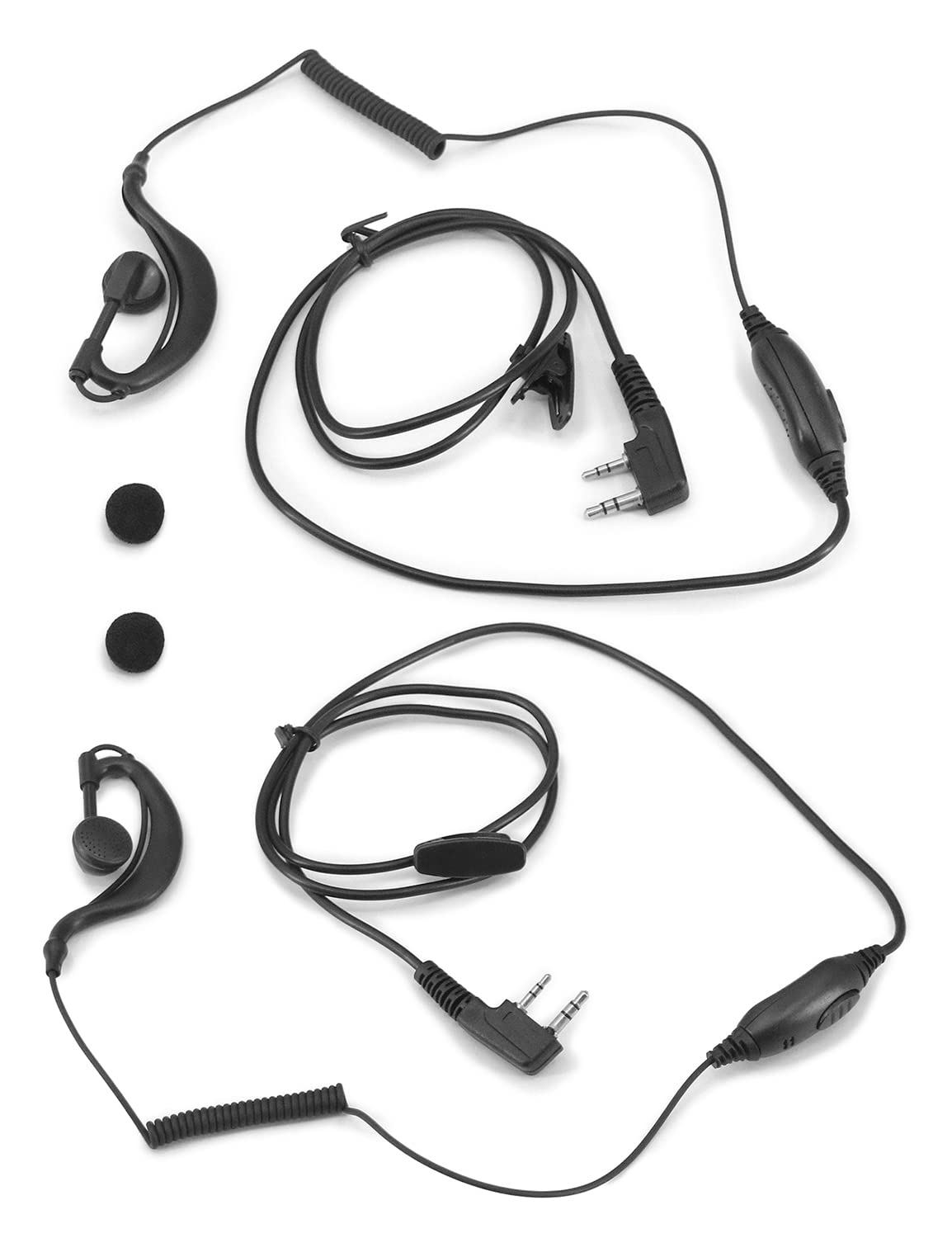 SUNDELY Earpiece Headset for Radio Mitex Kenwood TK-3000 TK-3201 TK-3401 TK-3701D TH-D74 TH-F7E Baofeng UV-5R UV-B5 GT-3TP BF-888S TYT UV8000E 2-pin PTT G-shape Ear Clip Hook Hanger (2 Piece)