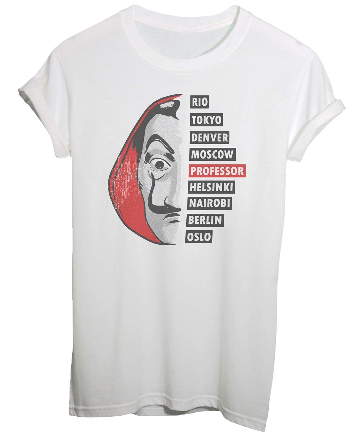 T Shirt La Casa Di Carta Maschera Dalì Nomi Personaggi Film Serie