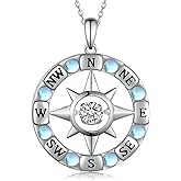 Yorionke Compass Necklace for Women 925 Sterling Silver Compass Jewelry Sparkling Pendant Graduation Gifts for Her Wedding Anniversary Birthday Gifts