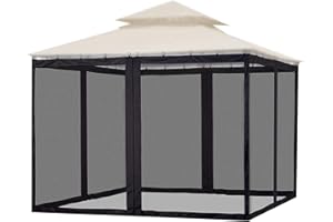 Gazebo Mosquitoes Netting, 9x11x8Ft Retractable Folding Gazebo Screen Panels with Zipper, Outdoor Mosquitoes Netting for Porc