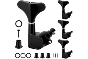 QWORK Guitar Bass Tuners - Metal Tuning Pegs Keys (2L + 2 R) - Ratio Headstock Sealed Machine Head