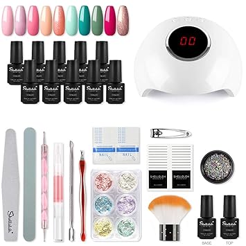 Amazon Com 10 Colors Gel Nail Polish Kit With Uv Light Led Nail