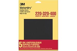 3M Wetordry Sandpaper, 9-Inch by 11-Inch, Assorted Grit, 5-Sheet