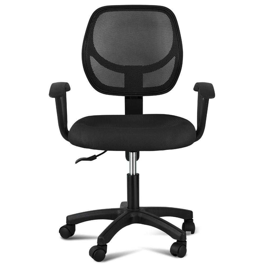 Topeakmart Adjustable Swivel Computer Desk Office Chair with Arms Seating Back Rest Fabric Mesh (Black)