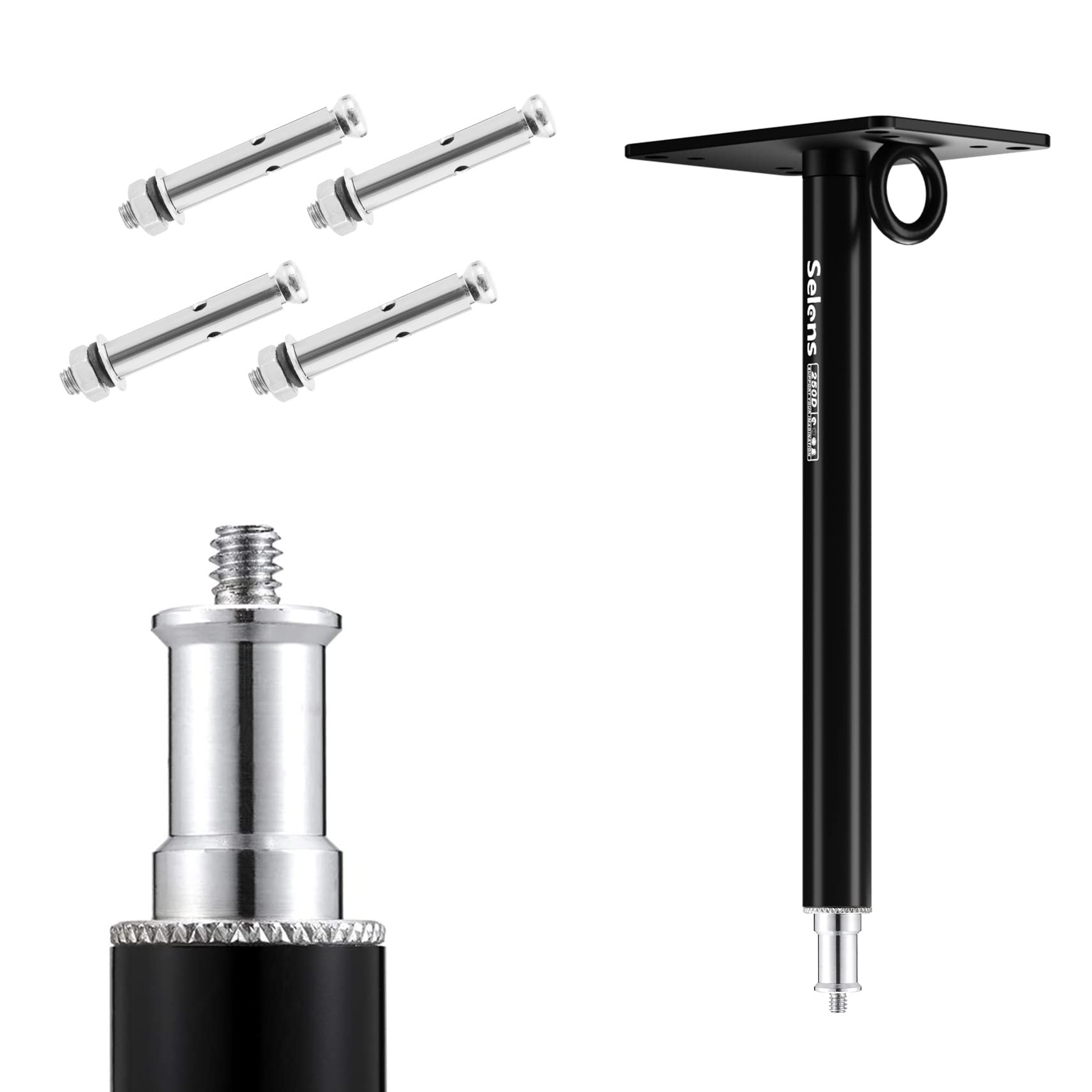 Selens Wall Ceiling Boom Arm Mount 28cm for Studio Camera with 1/4" Thread Screw Metal Plate Bracket Holder Stand Photography Photo Video Strobe Flash Light Ringlight Monolight