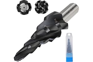 LUXBARO 1/4 to 3/4 Inch Step Drill Bit for Metal, Drill Bits for Hardened Steel, M2 High Speed Steel Hole Drill Bit for Extra Thick Material/Panel/Plate, Stainless Steel, Plastic, Copper, Aluminum, Wood