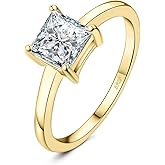 JewelryPalace Square Shape 1ct Cubic Zirconia Solitaire Engagement Rings for Women, 925 Sterling Silver Promise Ring for Her, Simulated Diamond Anniversary Wedding Ring Jewelry Sets