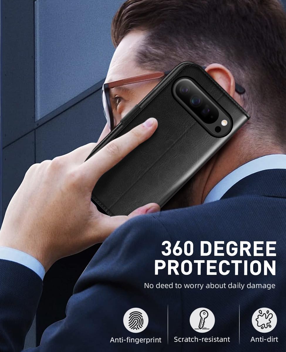 OCASE Kompatibel für Google Pixel 10 Pro XL Hülle PU Leder [Standfunktion] [Kartenfach] [RFID-Sperrung Schützt] Handyhülle Lederhülle Klapphülle Kartenfach Flip Cover Schwarz 7