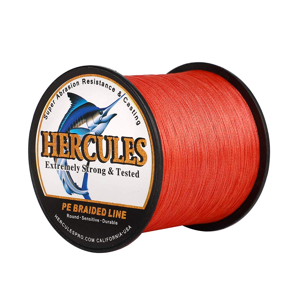 Hercules Super Cast 100M 109 Yards Braided Fishing Line 200 LB Test for Saltwater Freshwater PE Braid Fish Lines Superline 8 Strands - Red, 200LB (90.7KG), 0.75MM — image 1
