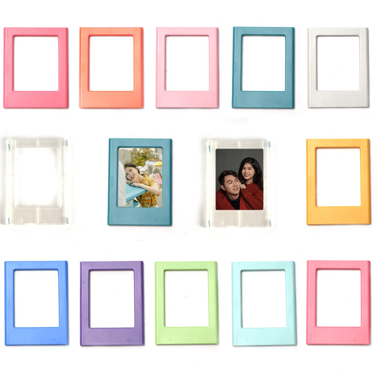 MIZAZBOX 12 PACKS Colorful Magnetic Photo Frame for 3 Inch Mini Photo, Picture Collage Frames for Fridge Metal Surfaces, DIY Photo Frame