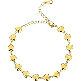 beautlace Heart-Link Bracelet Adjustable Bracelets Silver/18K Gold/Black Gun Plated Love Heart Charm Jewelry Gifts for Women KB0029