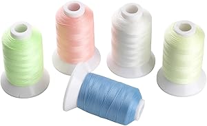 Simthread 5 Colors Glow in The Dark Embroidery Thread 1000 Yards Each for Brother Janome Pfaff Babylock Singer Bernina Husqvaran and Most Home Embroidery Machines Special Embroidery Designs
