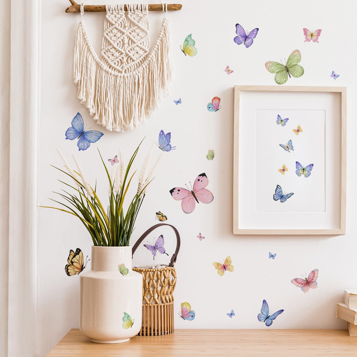Runtoo Butterfly Wall Stickers for Girls Bedroom Pink Purple Blue