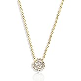 Altitude Boutique Floating CZ Sphere Necklace | 8mm Pave Ball Pendant | 16” + 2” Adjustable Chain | 14K Gold-Plated or Rhodium-Plated | Dainty Sparkling Cubic Zirconia Disco Ball Necklace for Women