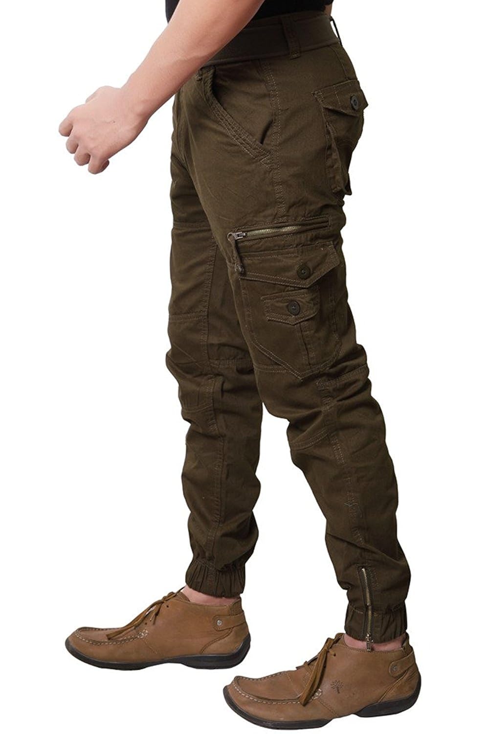verticals solid cargo jogger pants for men