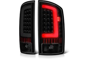 VIPMOTOZ OLED Neon Tube Tail Light Lamp For 2002-2006 Compatible with Dodge RAM 1500 2500 3500 - Matte Black Housing, Smoke Lens, Driver & Passenger Side