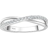 HAULTENG Moissanite Eternity Ring Stackable Wedding Band for Women 925 Sterling Silver Infinity Wedding Ring Sz 5-10