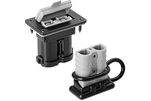 micrl Waterproof 50 Amp Battery Quick Connect/Disconnect with Mounting Panel, 6-8 Gauge Jumper Cable Plug Connector Kit for Car, Winch and Trailer (Red Grey Black) (Black)