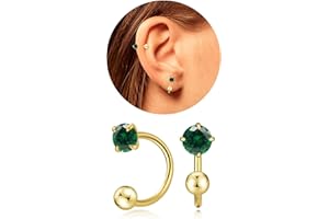 VDKIDKT Tiny 3mm Birthstone Earrings for Women Teen Girls Small Huggie Half Hoop Earrings Tiny Cartilage Hypoallergenic Stud 