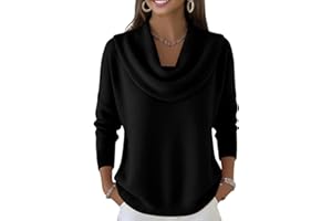 GENERIC Cowl Neck Sweaters for Women Fall Winter Lightweight Long Sleeve Sweater Casual Loose Basic Knit Pullover Tops