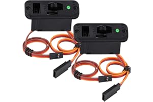 DKARDU RC Switch, 2pcs JR Heavy Duty RC Switch Connector JR Style On Off Connector Accessory for Receiver Servo, with LED Green