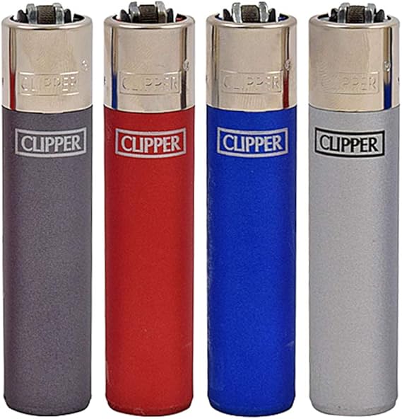 Clipper Solid Metallic Lighters Pack of 4 Refillable LB Scoop Card