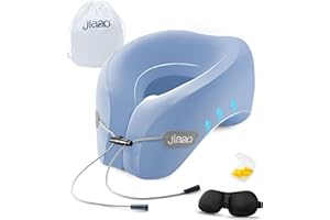jiaao Neck Pillow Airplane, 2025 Upgraded Memory Foam Travel Pillow for International Flights, Adjustable Clasp, Storage Bag, Advanced Neck Support for Road Trips, Home, Office, and Gaming