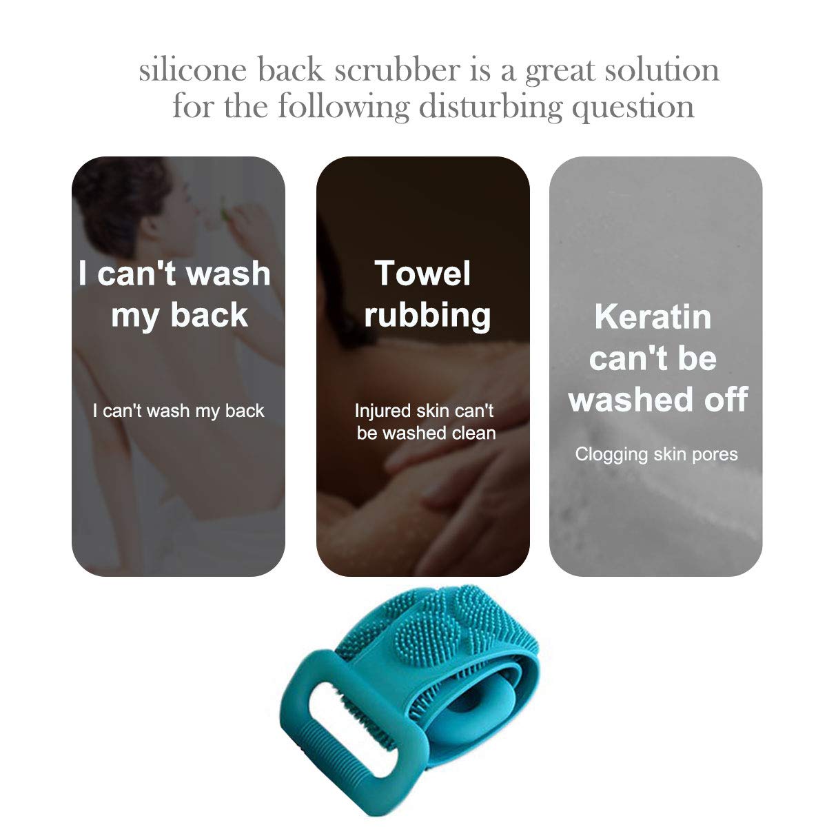 Adofect 2 Pack Silicone Body Brush Scrubber, Double Side Silicone Back Scrubber, Back Cleaning Shower Strap for Comfortable Massage Shower (Blue & Green) : Beauty