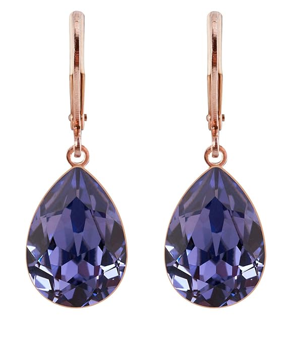 petra kupfer Damen Ohrringe Ohrhänger Tropfen Anhänger 1 Swarovski®-Kristall in bunten Farben Rose Gold Vergoldet rdh1-rg