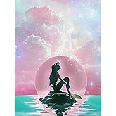 Plzoslly DIY 5D Diamond Painting Kit for Adult Kids Beginner, Mermaid Pattern Full Drill Round Diamond Embroidery Arts Painti