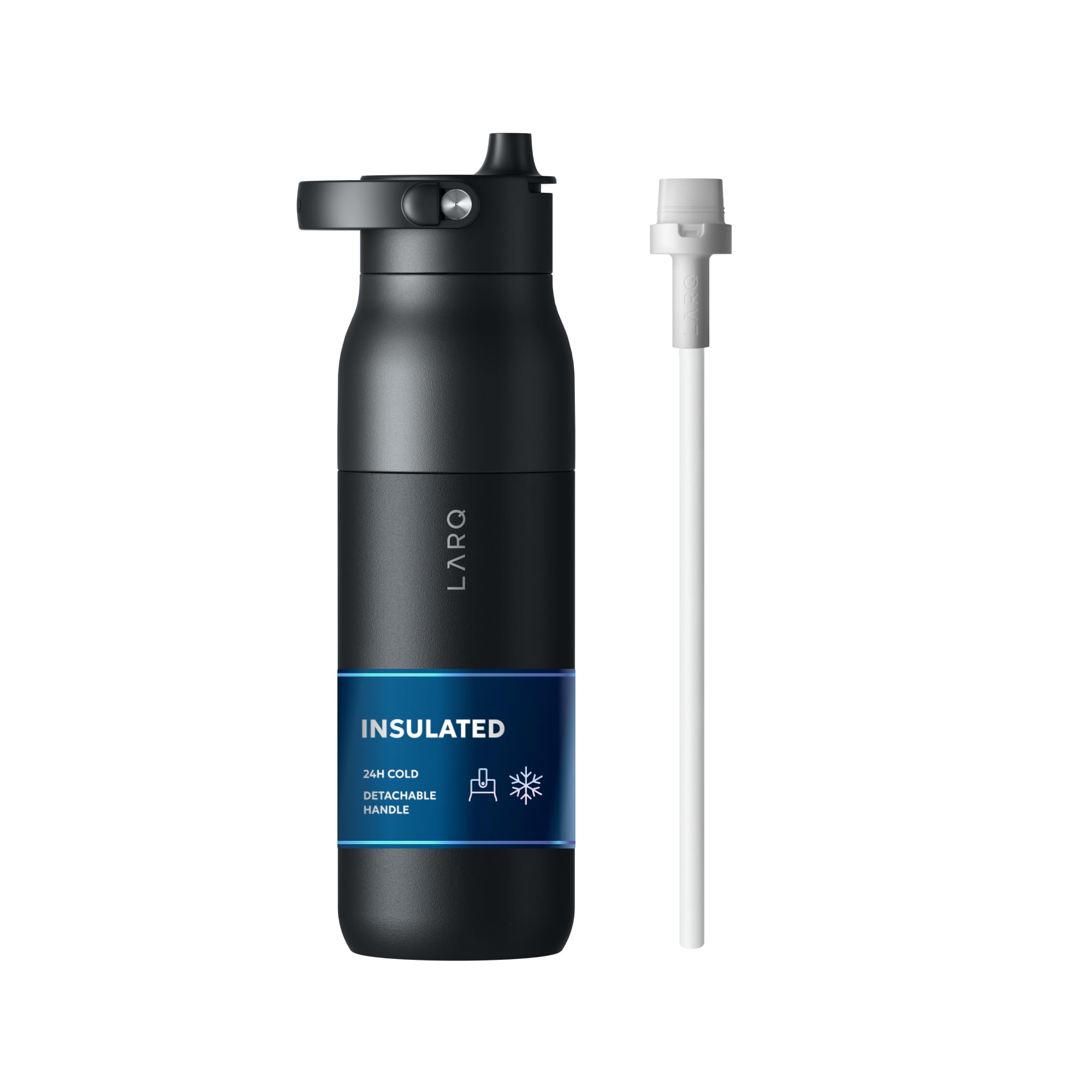 LARQ Swig Top H₂O Bottle 1 Liter /34oz – Insulated Stainless Steel Water Bottle with Integrated Straw – Wide-Mouth, Detachable Handle, BPA Free – Perfect for Gym, Sport, Football, Yoga and Travel