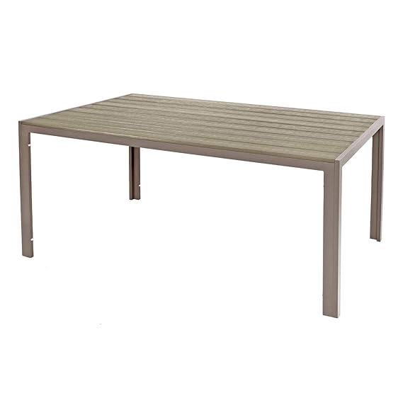 Mojawo XL Aluminium Gartentisch Champagner/Champagner Esstisch Gartenmöbel Tisch Polywood Holzimitat wetterfest 180x90x74cm
