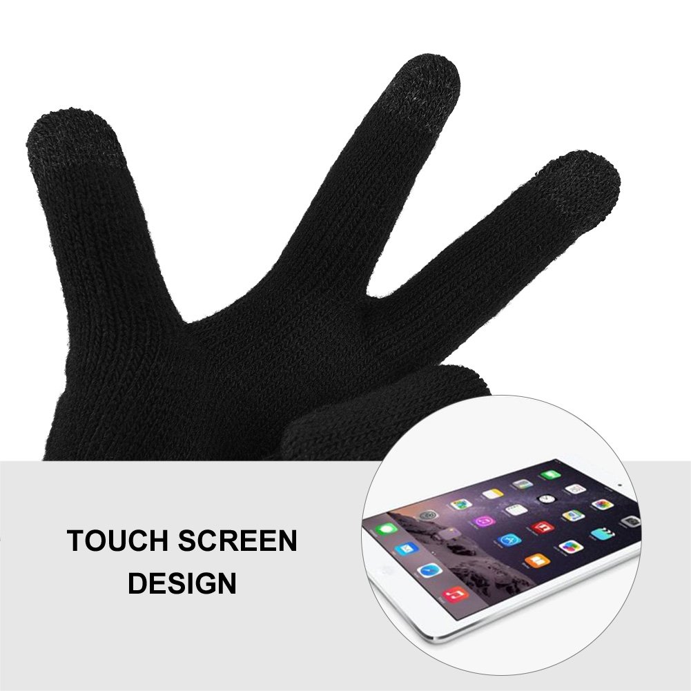 Vbiger Wintermütze Herren Mütze Touchscreen Handschuhe Beanie Warme Mütze Strickmütze Winterschal Herren mit Fleecefutter