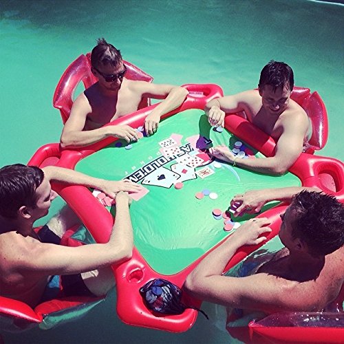 image for Inflatable Rafts Pool Loungers Floats Mat with Poker and Chips For Poo