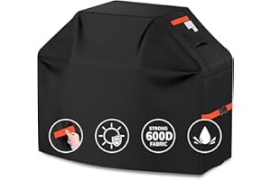 CUSSIOU Grill Cover BBQ Grill Cover 600D Heavy Duty Waterproof Gas Grill Cover, UV & Dust & Rip-Proof, Barbecue Grill Covers for Weber, Brinkmann, Char Broil Grills (64" L x 26" W x 48" H, Black)