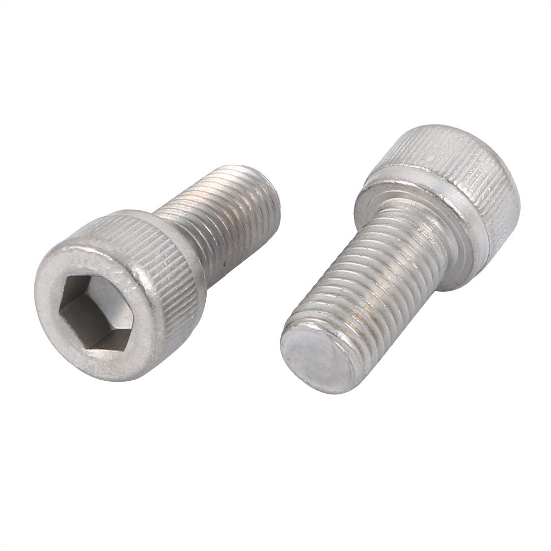 Sourcingmap M10x20mm 1.25mm Pitch 304 Stainless Steel Hex Socket Head Cap Screws Bolts 2pcs