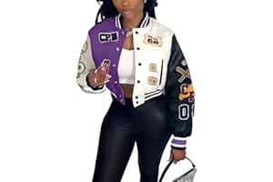 Glitrandi Varsity Jacket Women with Patches Print Cropped Bomber Leather Jacket Women 2025 S-XXL