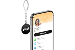 Popl Keychain Digital Business Card - Smart NFC Tag - Instantly Share Contact Info, Social Media, Payment, Apps and More - iPhone and Android - Features NFC Tap and QR Scan (Black QR)