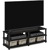 Furinno TURN-S-TUBE TV Stand, 3-Tier No Tools Entertainment Center, TV Console for TV up to 46 Inch, for Living Room, Bedroom, Espresso
