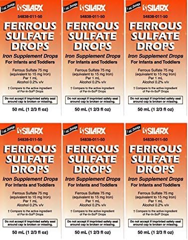 Ferrous Drops Iron Supplement Peppermint Flavor Generic for Enfamil Fer-In-Sol Iron Supplement Drops for Infants, Toddlers &amp; Children Measuring Dropper Included 50 ml per Bottle by Silarx