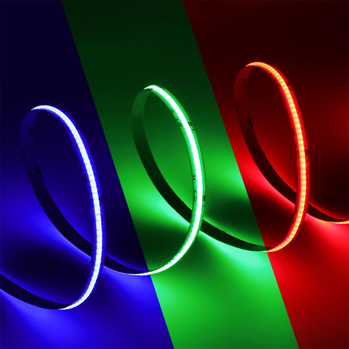 Boarda RGB COB LED Strip,24V Colour Changing Dimmable Strip Light, Multicolour RGB Flexible Tape Light 10mm Width,for TV,Bedroom,Party DIY Decoration (576 LEDs/m)