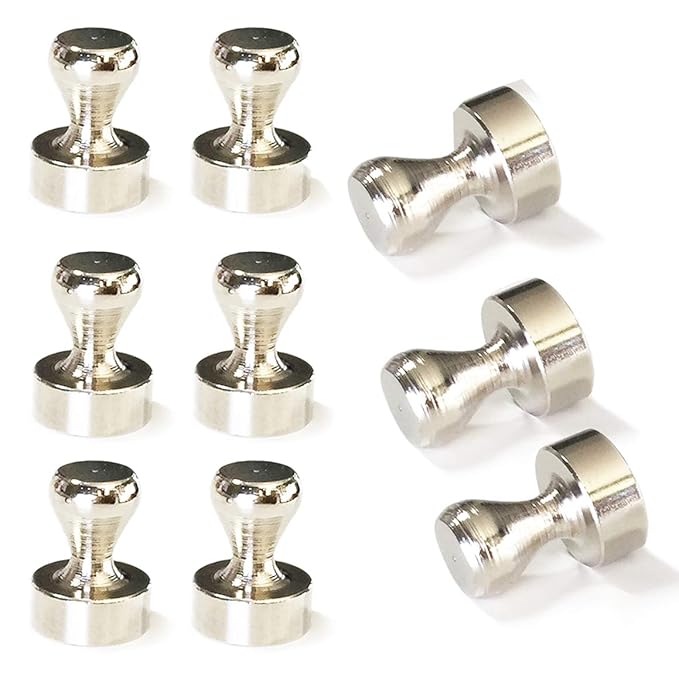 9 Stück Metall Magnetische Reißzwecke Magnete Neodym N52 für Magnettafel, Kühlschrank, Whiteboards - Pinwand Magnet Pins