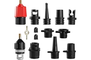 Inflatable SUP Pump Adaptor, Paddle Board SUP Valve Adapter with 9 Standard Conventional Air Pump Nozzles for Inflatables SUP
