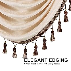 ELKCA Beige Chenille Window Curtains Valance for