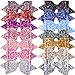 SIQUK 14 Pieces Glitter Hair Bows 5 Inch Hair Bow Boutique Hair Clips Multi Color Sequins Big Hair Bows For Girls Teens with a Storage Bag