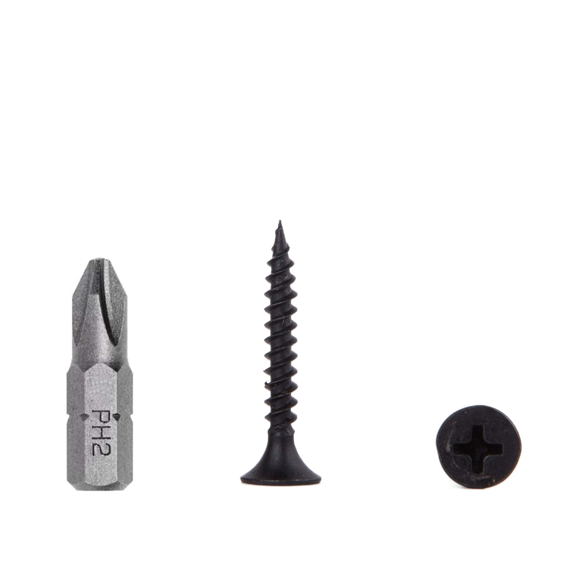 (Pack of 500 pcs) Black Phosphate Carbon Steel 3.5 x 25 mm Drywall Screws, Fine Thread, Phillips Bugle Head, Drywall Sheetrock Fasteners (500, 3.5 x 25 mm)