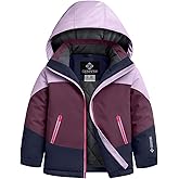 GEMYSE Girls Winter Coat Waterproof Windproof Girls Ski Jacket with Hood Kids Quilted Outerwear