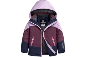 GEMYSE Girls Winter Coat Waterproof Windproof Girls Ski Jacket with Hood Kids Quilted Outerwear