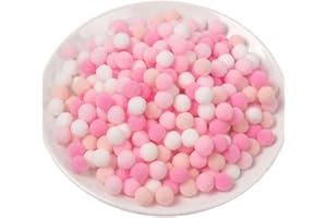 QIKAARA 1000 Pieces Pom Poms Pink and White, 0.4 inch Small Craft Pompoms, Soft Fluffy Puff Balls for DIY Arts and Bulk Craft Making Decorations Supplies (Pink Series, 1 cm / 10 mm)